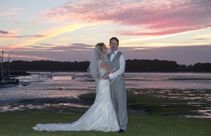 Bride and Groom at Sunset